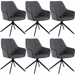 Lot de 6 Chaises de Salle à Manger Pivoter à 360° en Velours + métal, 45 x 41 x 86cm, Chaise de Cuisine avec Dossier, Gris Foncé - Woltu