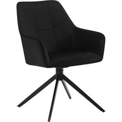 Chaise de Salle à Manger Pivoter à 360° en Velours + métal, 45 x 41 x 86cm, Chaise de Cuisine avec Dossier, Noir - Woltu