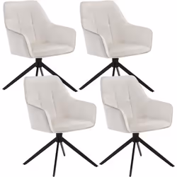 WOLTU Lot de 4 Chaises de Salle à Manger Pivotantes Fauteuils Rembourrés en Velours Pieds en Métal Crème W0ATT0178-4