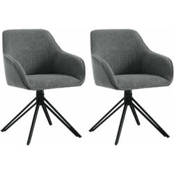 Lot de 2 Chaises Salle à Manger Woltu Tissu Bouclette, Pieds en Métal, Chaise Cuisine avec Dossier et Accoudoirs, Chaise Scandinave, Gris Foncé