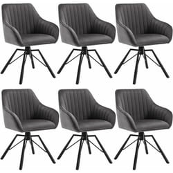 Chaise Salle à Manger Lot de 6, siège en Velours, Pieds en Métal, Chaise de Cuisine avec Dossier et Accoudoirs, Chaise Scandinave, Chaise
