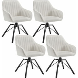 Lot de 4 Chaises Salle à Manger WOLTU, siège en Velours, Pieds en Métal, Chaise de Cuisine avec Dossier et Accoudoirs, Chaise Scandinave, Chaise