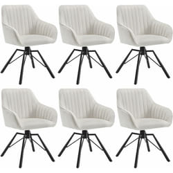 Chaise Salle à Manger Lot de 6, siège en Velours, Pieds en Métal, Chaise de Cuisine avec Dossier et Accoudoirs, Chaise Scandinave, Chaise