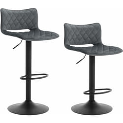 Lot de 2 Tabourets de Bar Pivotants, Réglable en Hauteur, Chaise de Salle à Manger en Velours, Gris foncé - Woltu