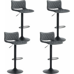 Lot de 4 Tabourets de Bar Pivotants, Réglable en Hauteur, Chaise de Salle à Manger en Velours, Gris foncé - Woltu