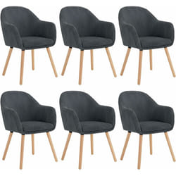 Lot de 6 Chaises de Salle à Manger en Velours Côtelé + Bois Massif, Chaise de Cuisine 41 x 39 x 83, 5 cm, Chaise Ergonomique avec Accoudoir, Gris