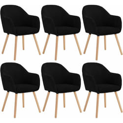 Woltu - Lot de 6 Chaises de Salle à Manger en Velours Côtelé + Bois Massif, Chaise de Cuisine 41 x 39 x 83, 5 cm, Chaise Ergonomique avec Accoudoir,