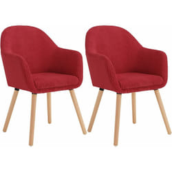Woltu - Lot de 2 Chaises de Salle à Manger en Velours Côtelé + Bois Massif, Chaise de Cuisine 41 x 39 x 83, 5 cm, Chaise Ergonomique avec Accoudoir,