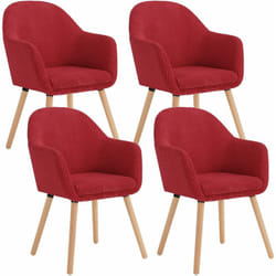 Woltu - Lot de 4 Chaises de Salle à Manger en Velours Côtelé + Bois Massif, Chaise de Cuisine 41 x 39 x 83, 5 cm, Chaise Ergonomique avec Accoudoir,