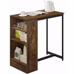 - La table haute (91 cm) convient à de nombreux tabourets bar. Les étagères latérales de différentes hauteurs (en haut : 21 c ...