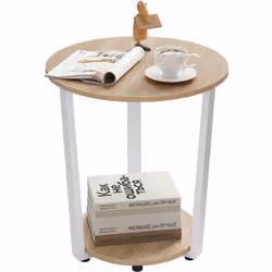 - Avec 2 tablettes sur 2 niveaux. la table basse ronde peut offrir assez d'espacepour vases. livres. lampes. téléphones porta ...