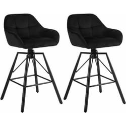 Woltu - Lot de 2 Tabourets de Bar en Velours et Cadre en Métal, Chaise Haute Bar Siège Rembourré Pivotant à 360°, avec Dossier et Repose-Pieds,