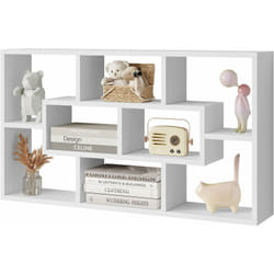 Tagère Murale 85x16x48cm Woltu Bibliothèque, Étagère Plante, Étagère Rangement avec Plusieurs Compartiments, Blanc