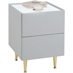 Woltu - Table de Chevet, MDF+PVC+Métal, Table de Nuit, 40x35x51cm, Table d'Appoint Moderne pour Chambre Salon, Gris+Doré