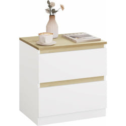 Woltu - Table de Chevet 40x30x41 cm, Table de Nuit en Bois, Chevet de Lit, Table d'appoint, Blanc+Chêne