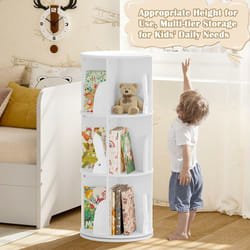 Woltu - Bibliothèque pour Enfants Pivotement à 360°, Étagère de Rangement à 4 Niveaux pour Livres et Jouets, Blanche