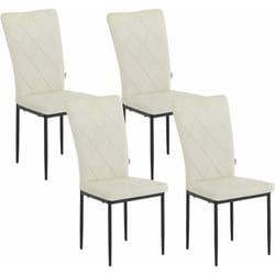 Lot de 4 Chaises Salle à Manger en Velours et Métal, Chaise de Cuisine avec Dossier Haut, Crème - Woltu