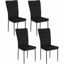 WOLTU Lot de 4 Chaises de Salle à Manger avec Pieds en Métale Velours, Chaises Dossier Haut, pour Salon, Chambre à Coucher, Noir
