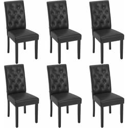 Lot de 6 Chaises de Salle à Manger en Similicuir + Bois Massif, Chaise de Salon, Chaise de Cuisine, Noir - Woltu