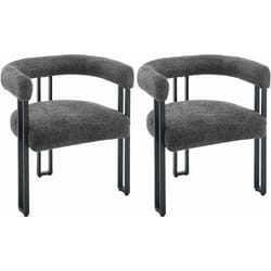 Lot de 2 Chaises de Salle à Manger en Chenille + Métal, Chaise Cuisine, Chaise Salon, Fauteuil Chambre, Chaise Moderne, Gris Foncé - Woltu