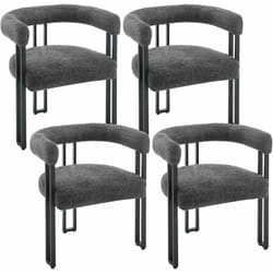 Lot de 4 Chaises de Salle à Manger en Chenille + Métal, Chaise Cuisine, Chaise Salon, Fauteuil Chambre, Chaise Moderne, Gris Foncé - Woltu