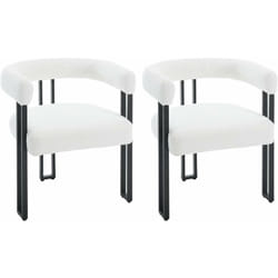 Lot de 2 Chaises de Salle à Manger en Chenille + Métal, Chaise Cuisine, Chaise Salon, Fauteuil Chambre, Chaise Moderne, Crème - Woltu