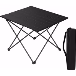Facile à monter et à démonter : Cette table de camping se compose d'un plateau enroulable et d'un cadre croisé. Il suffit d'o ...