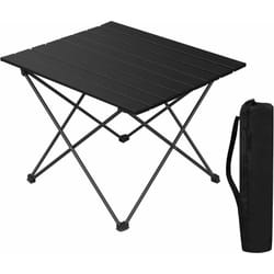 Table de Camping Pliante en Aluminium, 56x46x40cm, Table de Voyage léger et Portable, Table Pliable, Noir - Woltu