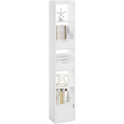 Bibliothèque Woltu 24P x 33l x 181H cm, Meuble de Rangement en Bois Composé, pour Salon Chambre Bureau, Blanc