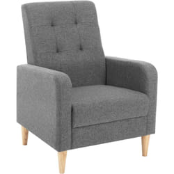 Fauteuil Salon en Lin + Bois Massif, Fauteuil Relax, Fauteuil Cabriolet, Fauteuil Scandinave , Gris Foncé - Woltu
