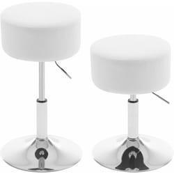 WOLTU Lot de 2 Tabouret de Maquillage, Tabouret de Bar Rond en Velours Côtelé, 33, 5 x 33, 5 x 67 cm, Blanc