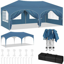 Tonnelle de Jardin Woltu Tonnelle Pliante 3x6m, Hauteur Réglable, Imperméable, Protection de uv, avec Sac de Transport, Bleu