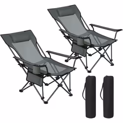 WOLTU Lot de 2 Chaises Camping Pliante. Chaise de Pêche Léger et Portable. Fauteuil Pliant avec Dossier Réglable. Gris