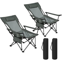 Woltu - Lot de 2 Chaises Camping Pliante, Chaise de Pêche Léger et Portable, Fauteuil Pliant avec Dossier Réglable, Gris