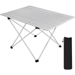 Table de Camping Pliante en Aluminium, 68x46x40cm, Table de Voyage léger et Portable, Table Pliable, Argent - Woltu