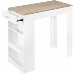 Table de Bar Woltu 100x50x100cm, Table Haute Cuisine en Bois d'Ingénierie, Table Haute, Table à Manger, Blanc+Chêne Clair