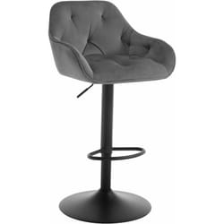 Tabouret Bar en Velours + Métal, Chaise de Bar, Chaise Haute Bar, Chaise Haute Cuisine, Réglable en Hauteur, Gris foncé - Woltu