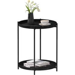 Table Basse Ronde en Métal, Table de Chevet 44 x 44 x 53 cm, Table d'Appoint, Table Salon, Petite Table Basse, Noir - Woltu