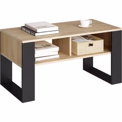 Cette table basse avec rangement a un look minimaliste. présentant un style rétro et industriel polyvalent. Qu'elle soit plac ...