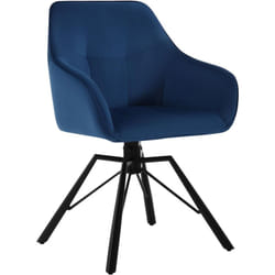 Chaise Pivotante à 360°, Chaise Salle à Manger en Velours + Métal, Chaise Scandinave, Chaise de Cuisine, Fauteuil Salle à Manger, Bleu - Woltu