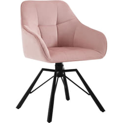 Chaise Pivotante à 360°, Chaise Salle à Manger en Velours + Métal, Chaise Scandinave, Chaise de Cuisine, Fauteuil Salle à Manger, Rose - Woltu