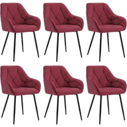 Lot de 6 Chaises de Salle à Manger en Velours + Métal, Chaise de Cuisine, Chaise Ergonomique pour Salon, Bureau, Coiffeuse, Bordeaux - Woltu