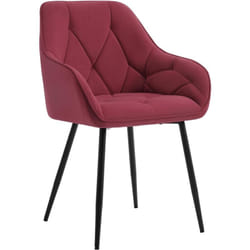 WOLTU Chaise de Salle à Manger en Velours + Métal, Chaise de Cuisine, Chaise Ergonomique pour Salon, Bureau, Coiffeuse, Bordeaux