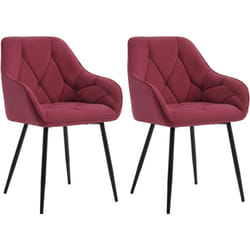 Lot de 2 Chaises de Salle à Manger en Velours + Métal, Chaise de Cuisine, Chaise Ergonomique pour Salon, Bureau, Coiffeuse, Bordeaux - Woltu