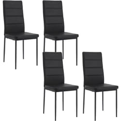 Lot de 4 Chaise Salle à Manger en Similicuir + Métal, Chaise Cuisine Moderne, pour Salon, Cuisine, Salle à Manger, Noir - Woltu