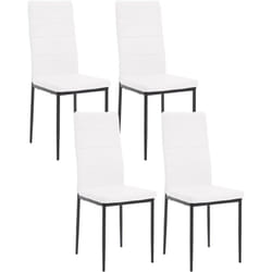 Lot de 4 Chaise Salle à Manger en Similicuir + Métal, Chaise Cuisine Moderne, pour Salon, Cuisine, Salle à Manger, Blanc - Woltu