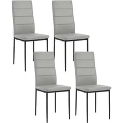 Lot de 4 Chaise Salle à Manger en Similicuir + Métal, Chaise Cuisine Moderne, pour Salon, Cuisine, Salle à Manger, Gris - Woltu