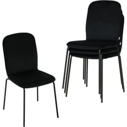 Lot de 4 Chaises Salle à Manger en Velours + Métal, Chaise Empilable, Chaise de Cuisine, Chaise Scandinave, Noir - Woltu