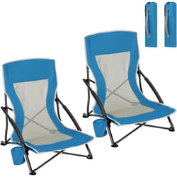 Lot de 2 Chaise de Plage Pliable, Chaise Pliante Camping, Transat de Plage, Chaise de Pêche Portable, Fauteuil Pliant, Bleu - Woltu