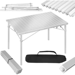 Table Pliante, Table de Camping en Aluminium, Table de Pique-Nique, capacité de Charge de 60kg, 104 x 69 x 70 cm Argent - Woltu